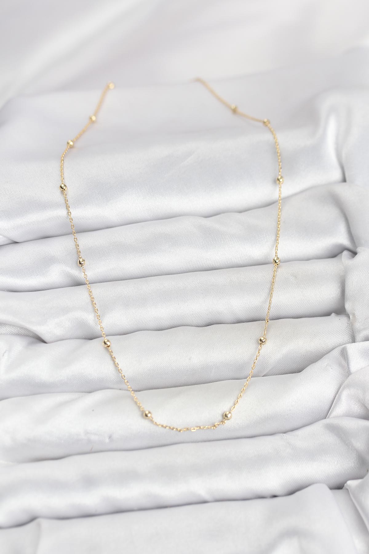 CM 14K Gold Renk Minik Top Zincirli Kadın Kolye - Görsel 2