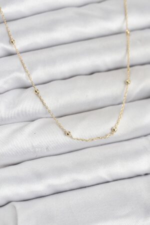 CM 14K Gold Renk Minik Top Zincirli Kadın Kolye