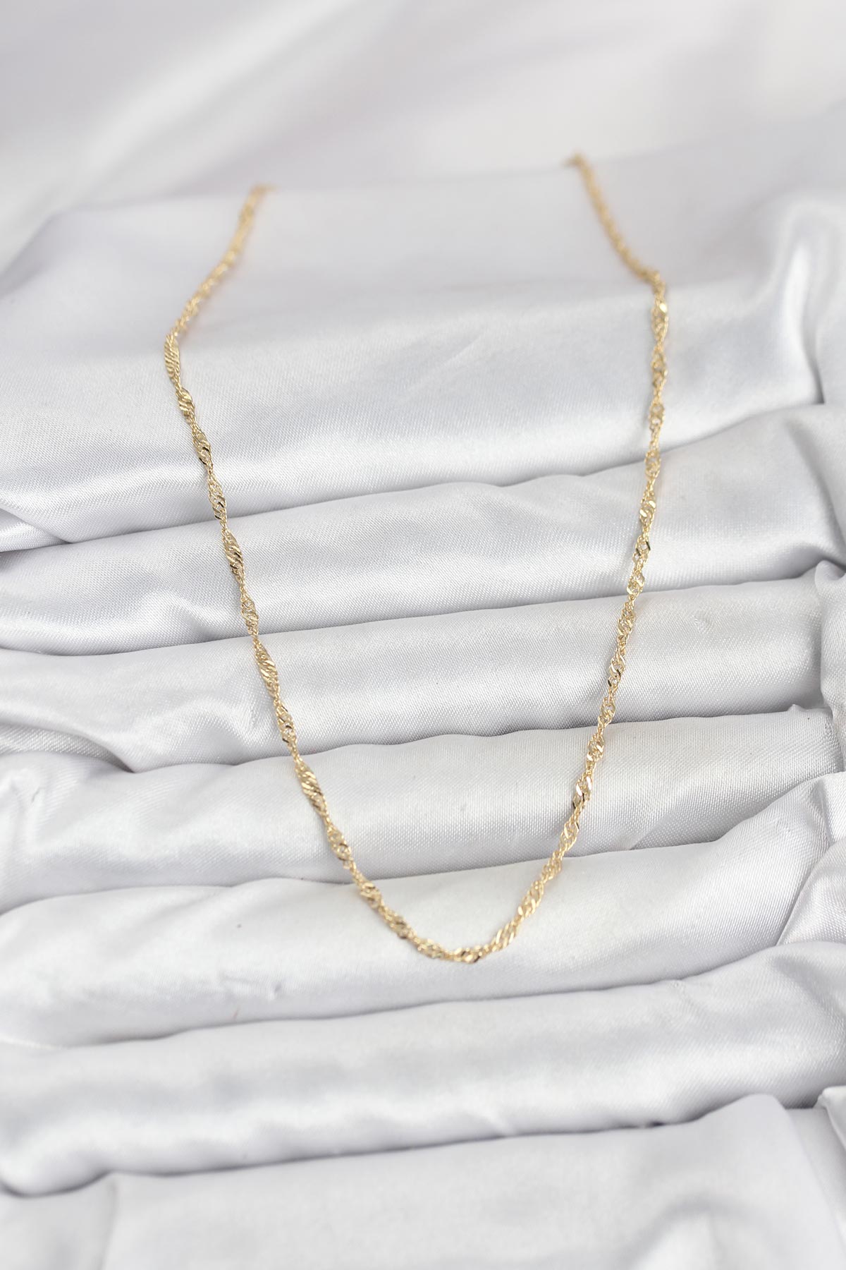 CM 14K Gold Renk Yassı Burgulu Model Kadın Kolye - Görsel 2