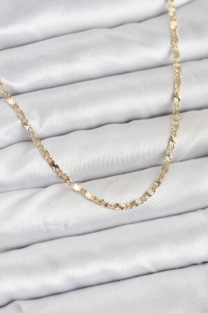 CM 14K Gold Renk Lazerli Zincir Model Kadın Kolye