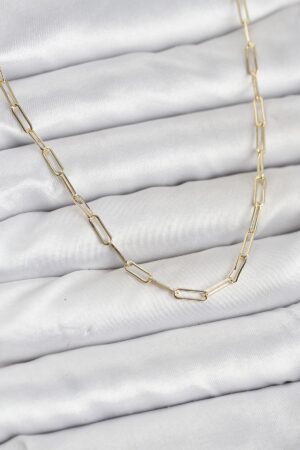 CM 14K Gold Renk Pirinç Ataç Zincir Kadın Kolye