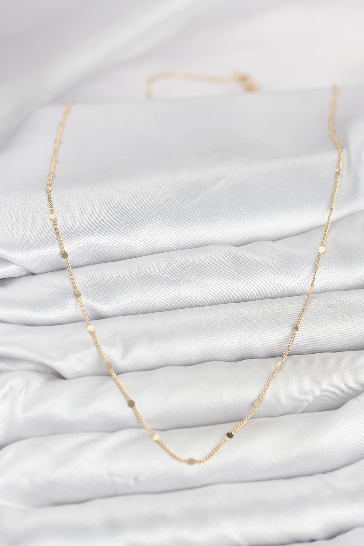 CM 14K Gold Renk Ezme Pul Model 60 cm Kadın Kolye - Görsel 2