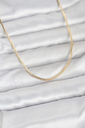 CM 14K Gold Renk Kare Zincirli Model 60 cm Kadın Kolye