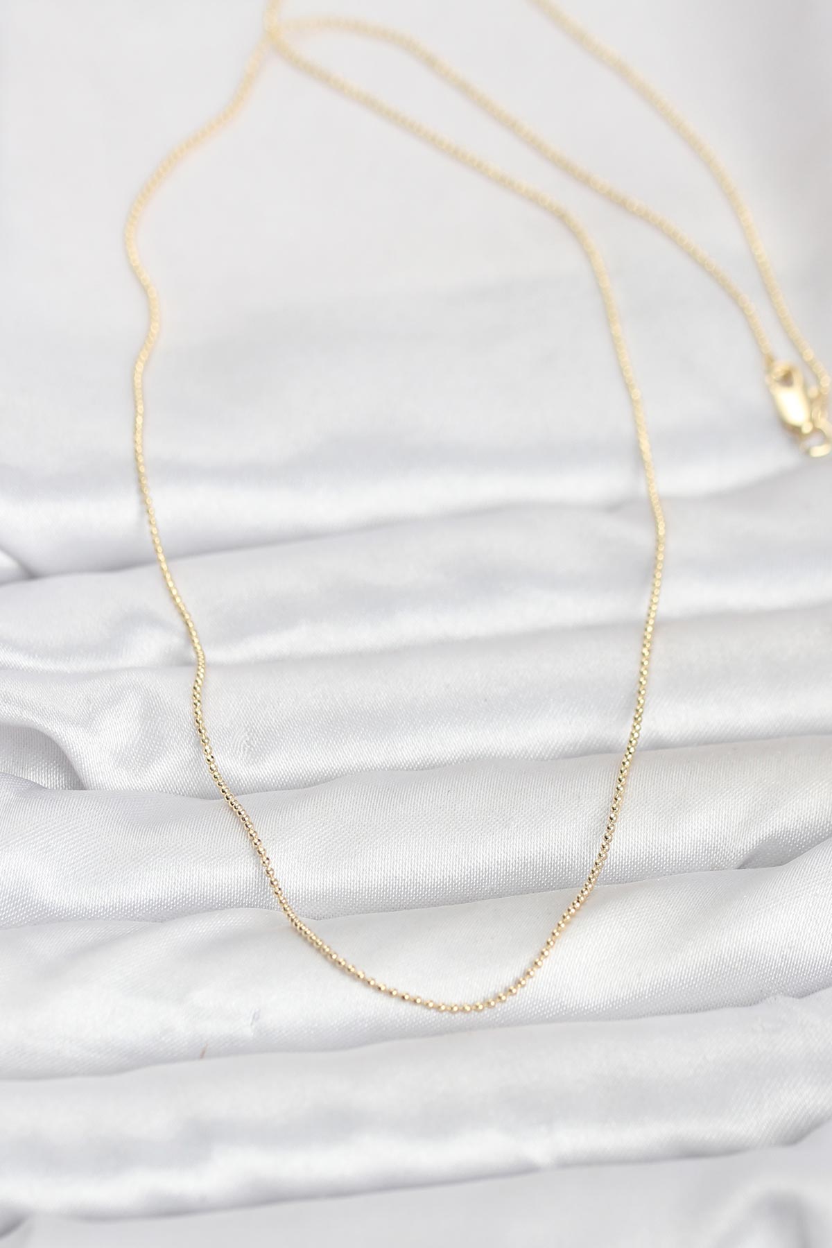 CM 14K Gold Renk İnce Top Zincirli 60 cm Kadın Kolye - Görsel 2