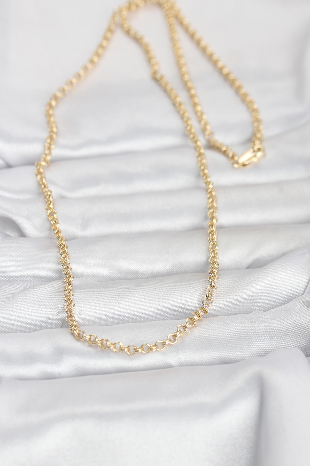 CM 14K Gold Renk Halka Zincir Model 60 cm Kadın Kolye - Görsel 2