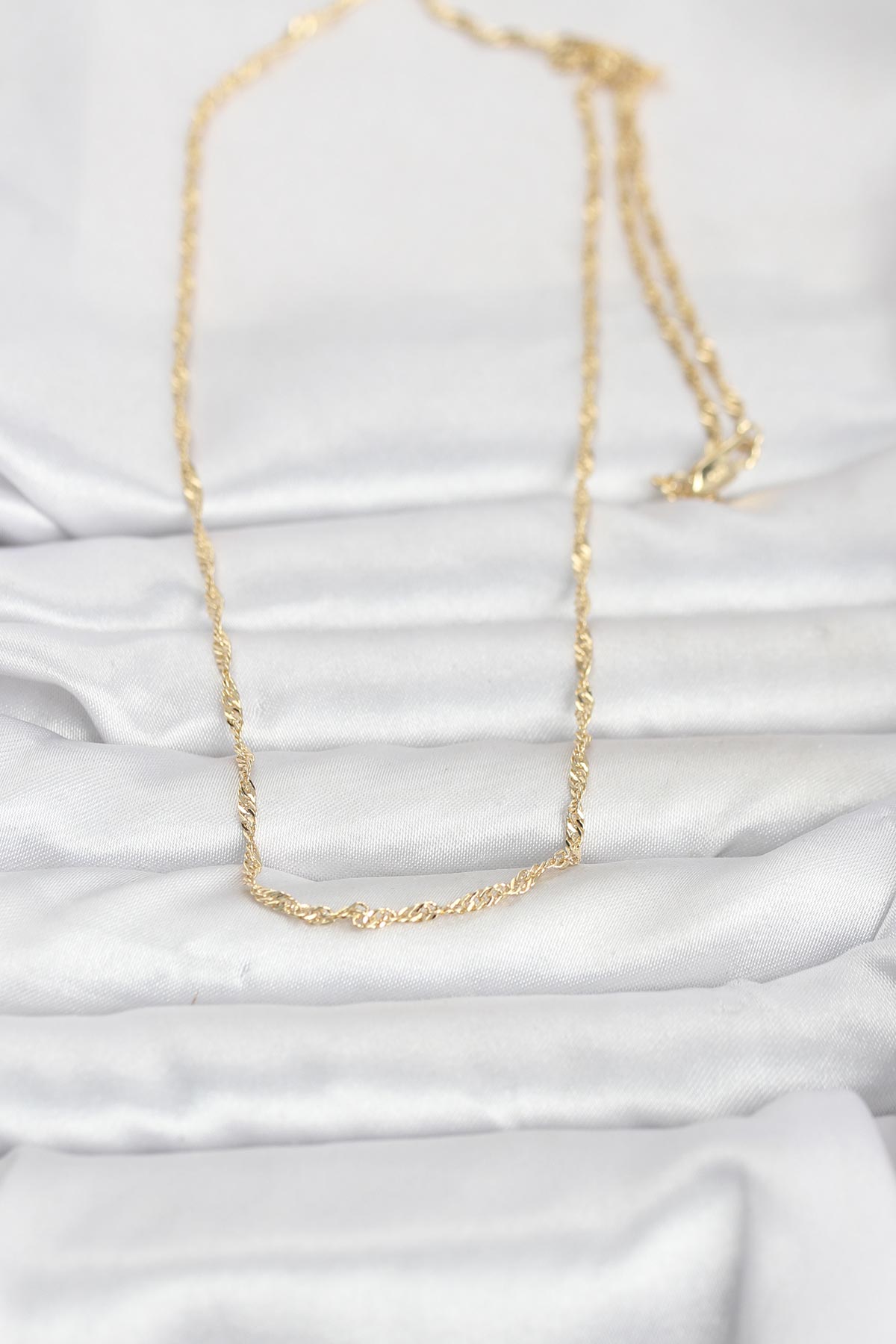 CM 14K Gold Renk Burgu Zincirli 60 cm Kadın Kolye - Görsel 2