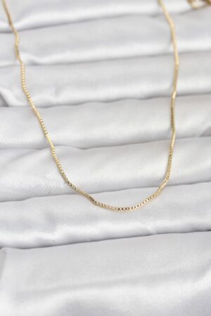 CM 14K Gold Renk İnce Kare Zincirli Model 60 cm Kadın Kolye