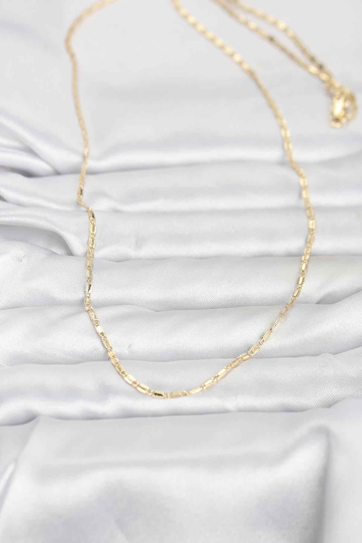 CM 14K Gold Renk Lazerli Zincir Model 60 cm Kadın Kolye - Görsel 2