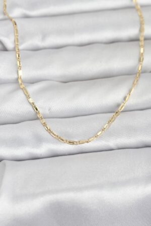 CM 14K Gold Renk Lazerli Zincir Model 60 cm Kadın Kolye