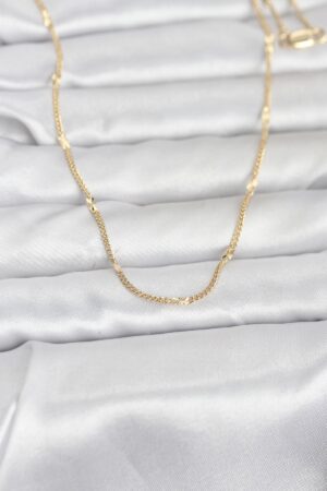 CM 14K Gold Renk Lazer Puntalı Model 60 cm Kadın Kolye