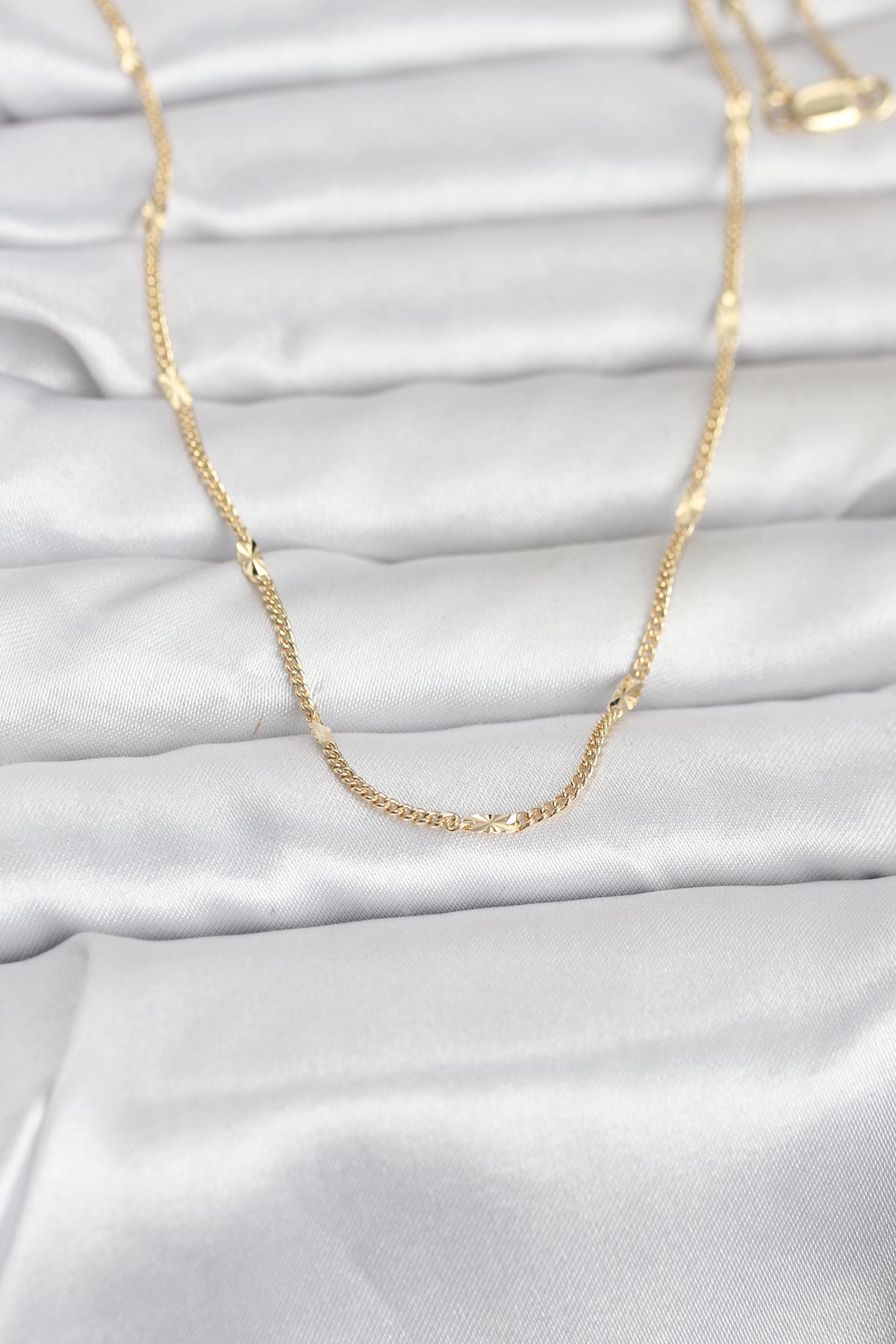 CM 14K Gold Renk Lazer Puntalı Model 60 cm Kadın Kolye