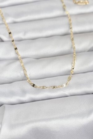 CM 14K Gold Renk Yassı Gemici Zincir Model 60 cm Kadın Kolye