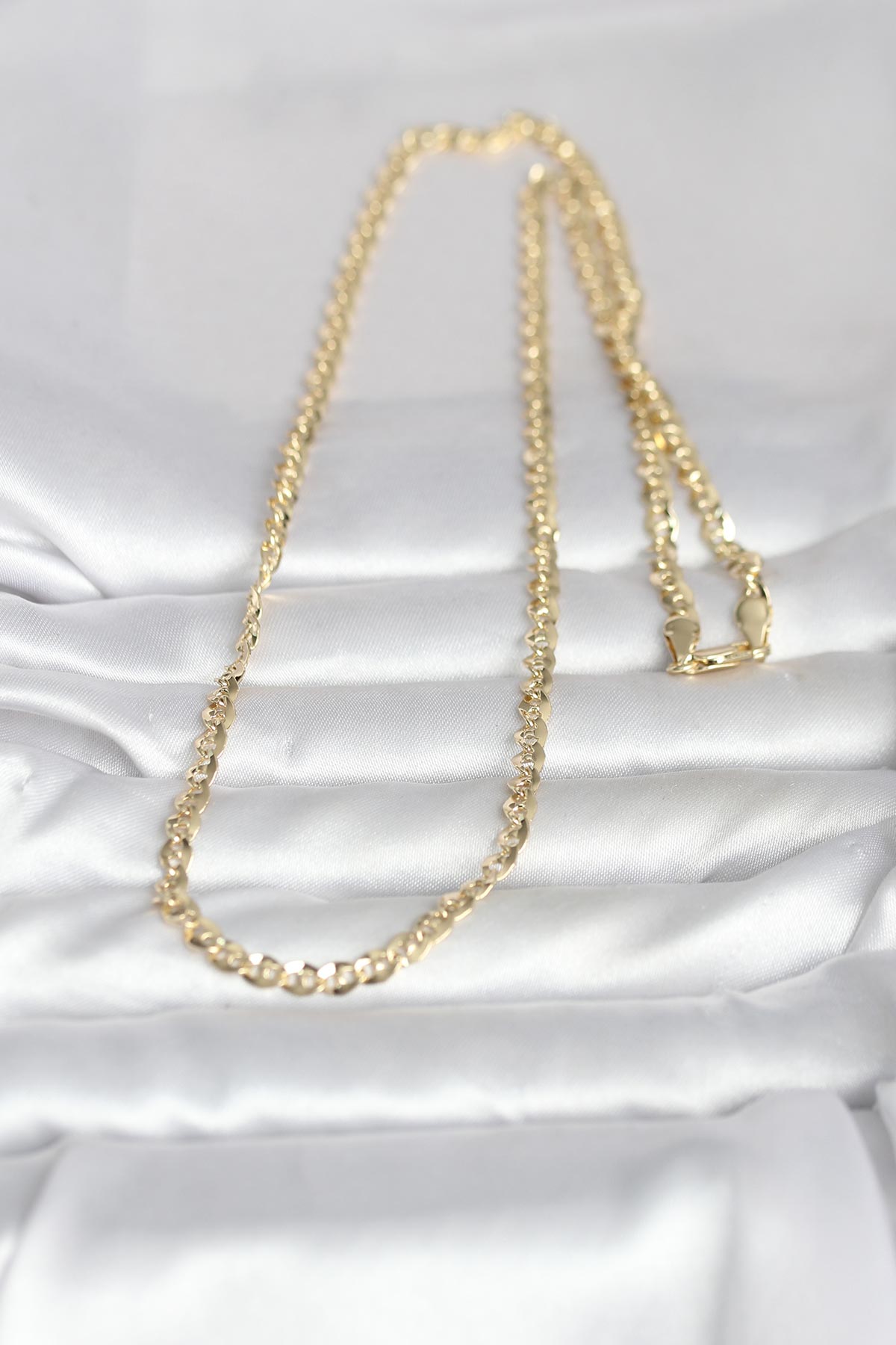 CM 14K Gold Renk Yassı Oval Zincirli Model 60 cm Kadın Kolye - Görsel 2