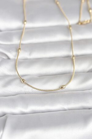 CM 14K Gold Renk Yılan Zincirli Damla Topçuk Model 60 cm Kadın Kolye