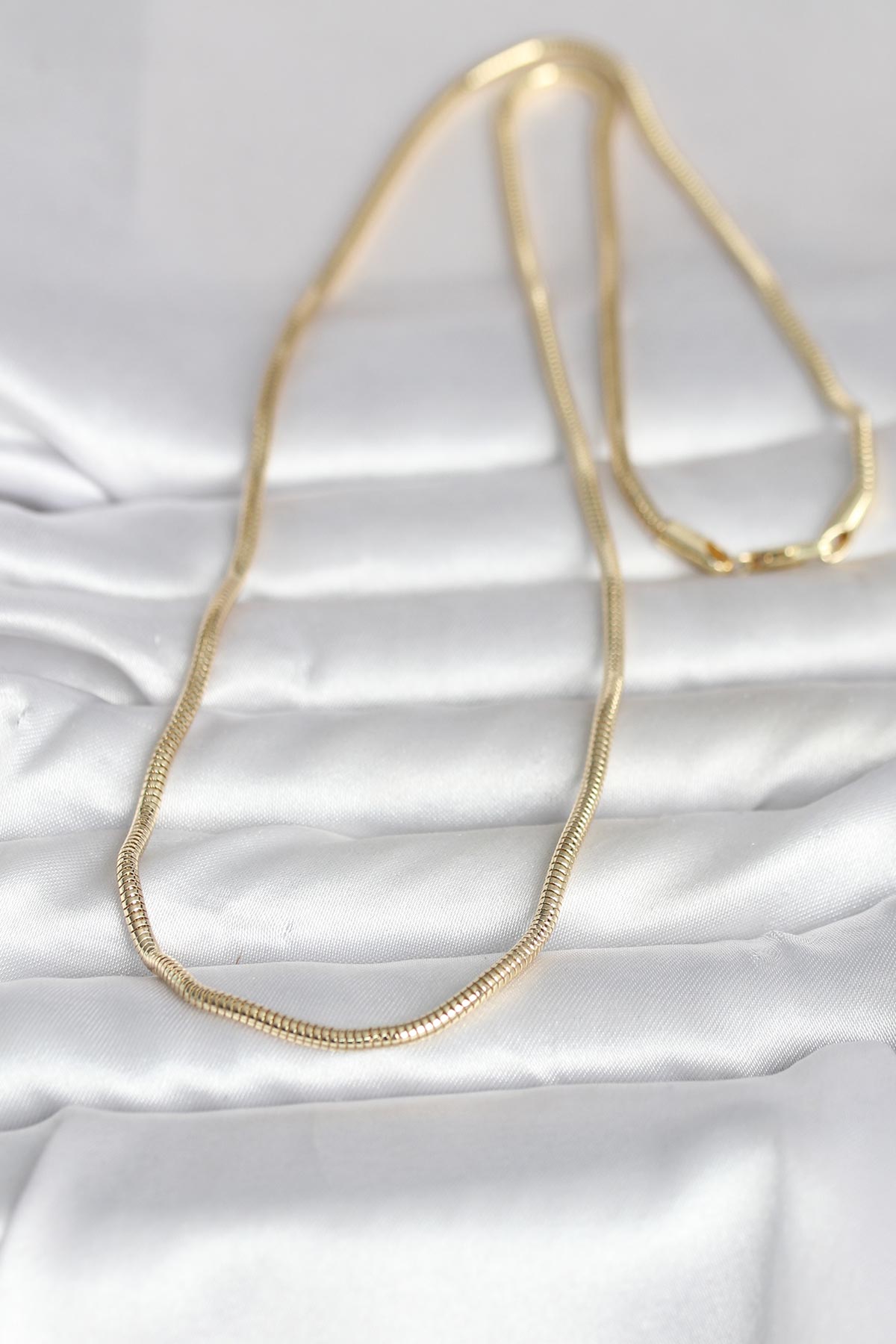 CM 14K Gold Renk Yılan Zincir Model 60 cm Kadın Kolye - Görsel 2