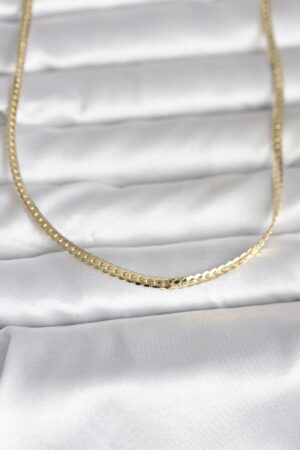 CM 14K Gold Renk Yassı Zincir Model 45 cm Kadın Kolye