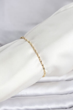 CM 14K Gold Renk Yassı Ezme Burgu Model Kadın Bileklik