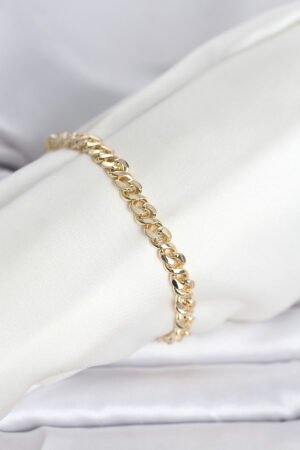 CM 14K Gold Renk Yassı Zincir Model Kadın Bileklik