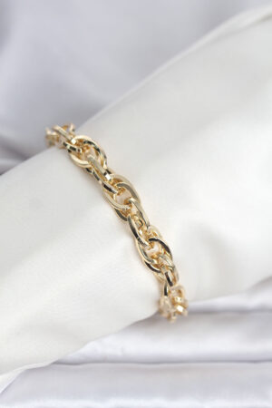 CM 14K Gold Renk Kalın Burgu Zincirli Model Kadın Bileklik