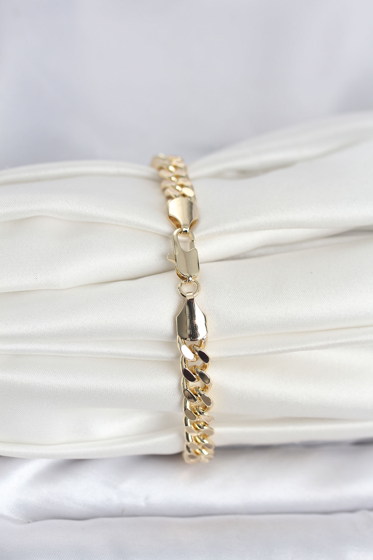 CM 14K Gold Renk Ezme Kalın Zincir Model Kadın Bileklik - Görsel 2