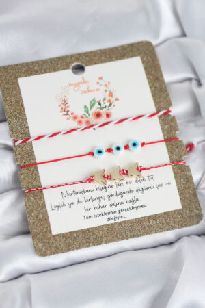 Marteniçka Bileklik 3'lü Kelebek ve Nazar Boncuklu Model