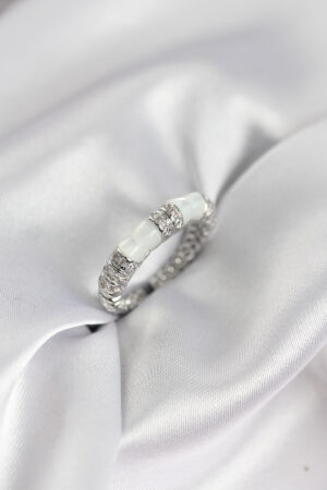 Zirkon Taşlı Kemik Model Gümüş Renk Kadın Yüzük