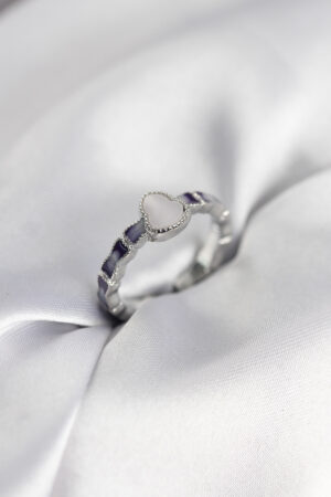 Gümüş Renk Mineli Su Kabağı Model Kadın Yüzük