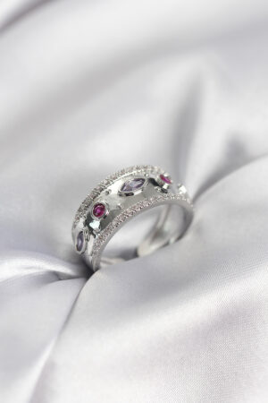 Gümüş Renk Zirkon Taşlı Vintage Kadın Yüzük