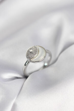 Ay Yıldız Model Gümüş Renk Zirkon Taşlı Kadın Yüzük