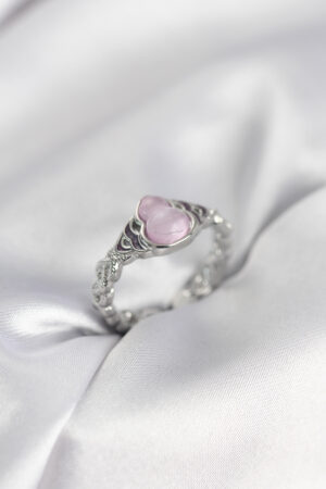 Gümüş Renk Pembe Damla Model Kadın Yüzük