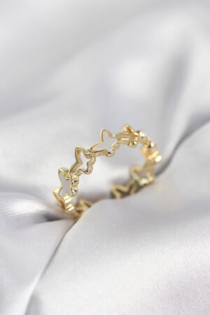 Gold Renk Kelebek Model Pirinç Kadın Yüzük