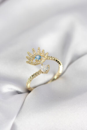 Gold Renk Göz Model Zirkon Taşlı Kadın Yüzük