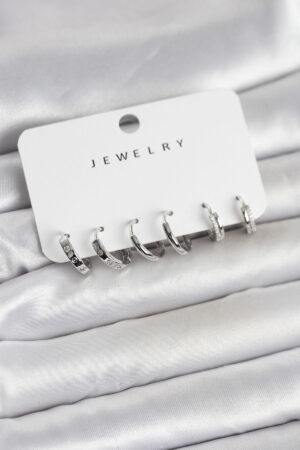 Gümüş Renk Pirinç 3 Çift Kadın Küpe Seti