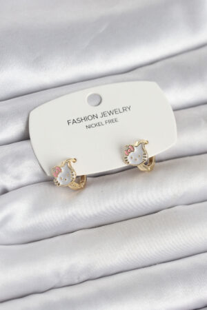 Kitty Model Gold Renk Pirinç Çocuk Küpe