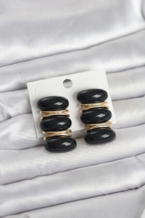 Siyah Vintage Model Gold Renk Kadın Küpe