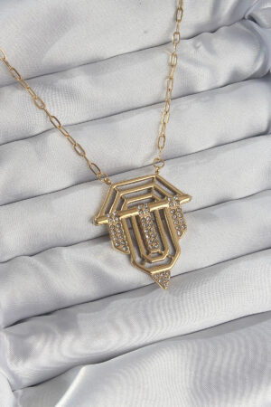 316L Çelik Zincir Gold Renk Zirkon Taşlı Serenay Kolyesi