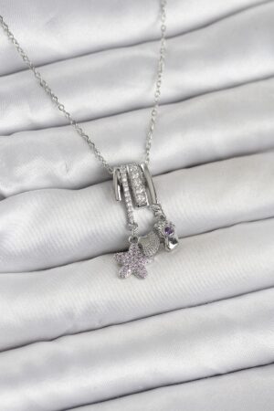 316L Çelik Gümüş Zirkon Taşlı Deniz Tema Charmlı Kadın Kolye