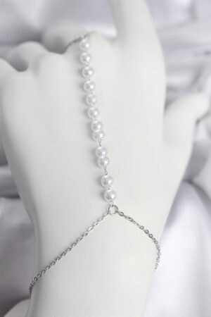 316L Çelik Gümüş Renk Sıralı İncili Model Kadın Şahmeran