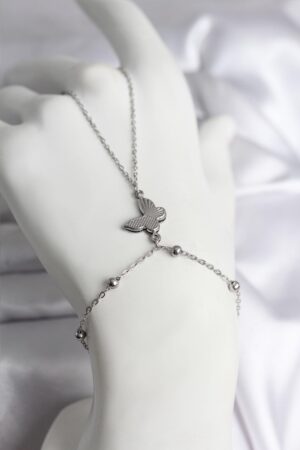 316L Çelik Gümüş Renk Kelebek Model Kadın Şahmeran