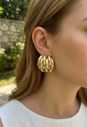 Pirinç Gold Renk Vintage Kadın Küpe