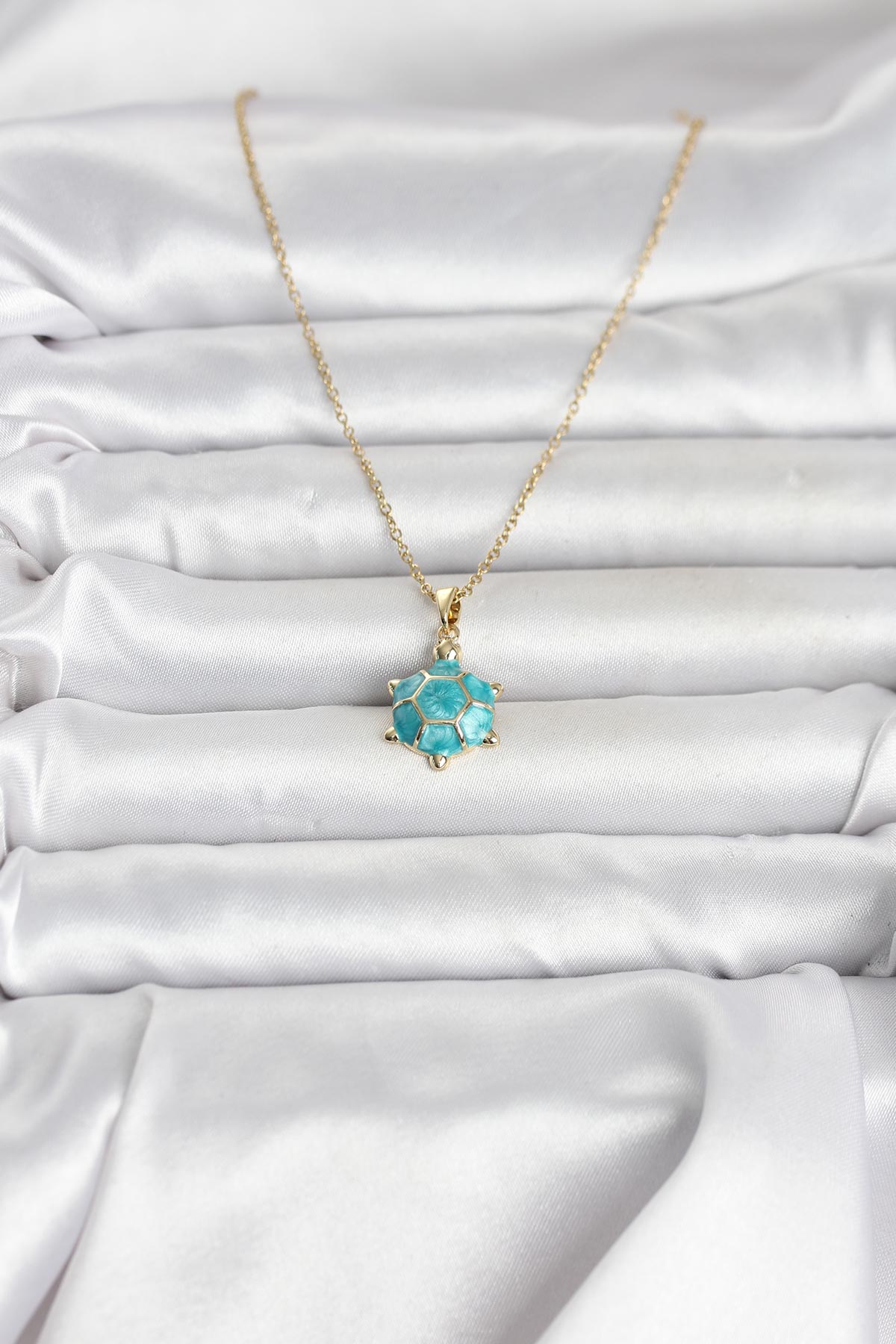 316L Çelik Zincir Gold Renk Kaplumbağa Model Kadın Kolye - Görsel 2