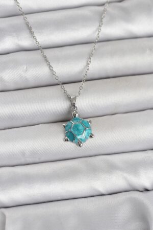 316L Çelik Zincir Gümüş Renk Kaplumbağa Model Kadın Kolye