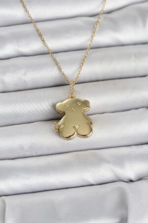 316L Çelik Zincir Gold Renk Ayıcık Model Açılabilir Kadın Kolye