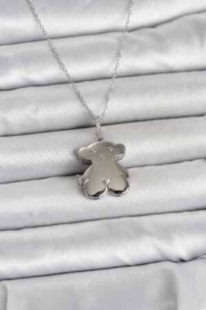 316L Çelik Zincir Gümüş Renk Ayıcık Model Açılabilir Kadın Kolye