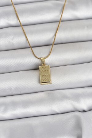 316L Çelik Zincir Gold Renk Külçe Altın Model Kadın Kolye