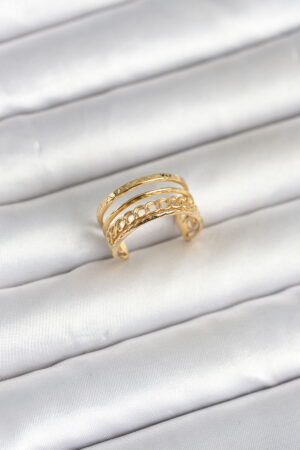 316L Çelik Gold Renk Zincirli Vintage Model Kadın Yüzük