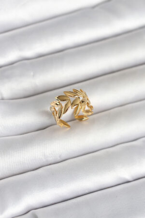 316L Çelik Gold Renk Başak Figür Kadın Yüzük