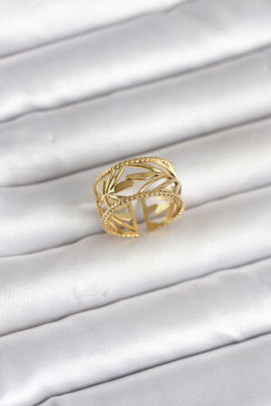 316L Çelik Gold Renk Başak Model Kadın Yüzük