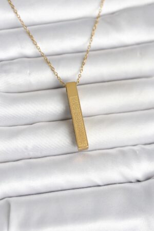 316L Çelik Gold Renk Ayetel Kürsi Yazılı Bar Çubuk Kolye