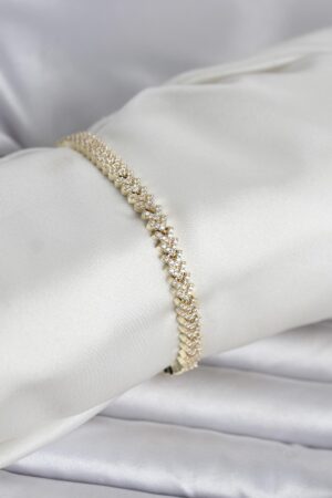 Pirinç Gold Renk Zirkon Taşlı Çavuş Model Kadın Bileklik